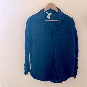 Hard tail navy blue linen women’s shirt